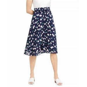 Maison Jules Floral Pleated Midi Pleated Skirt